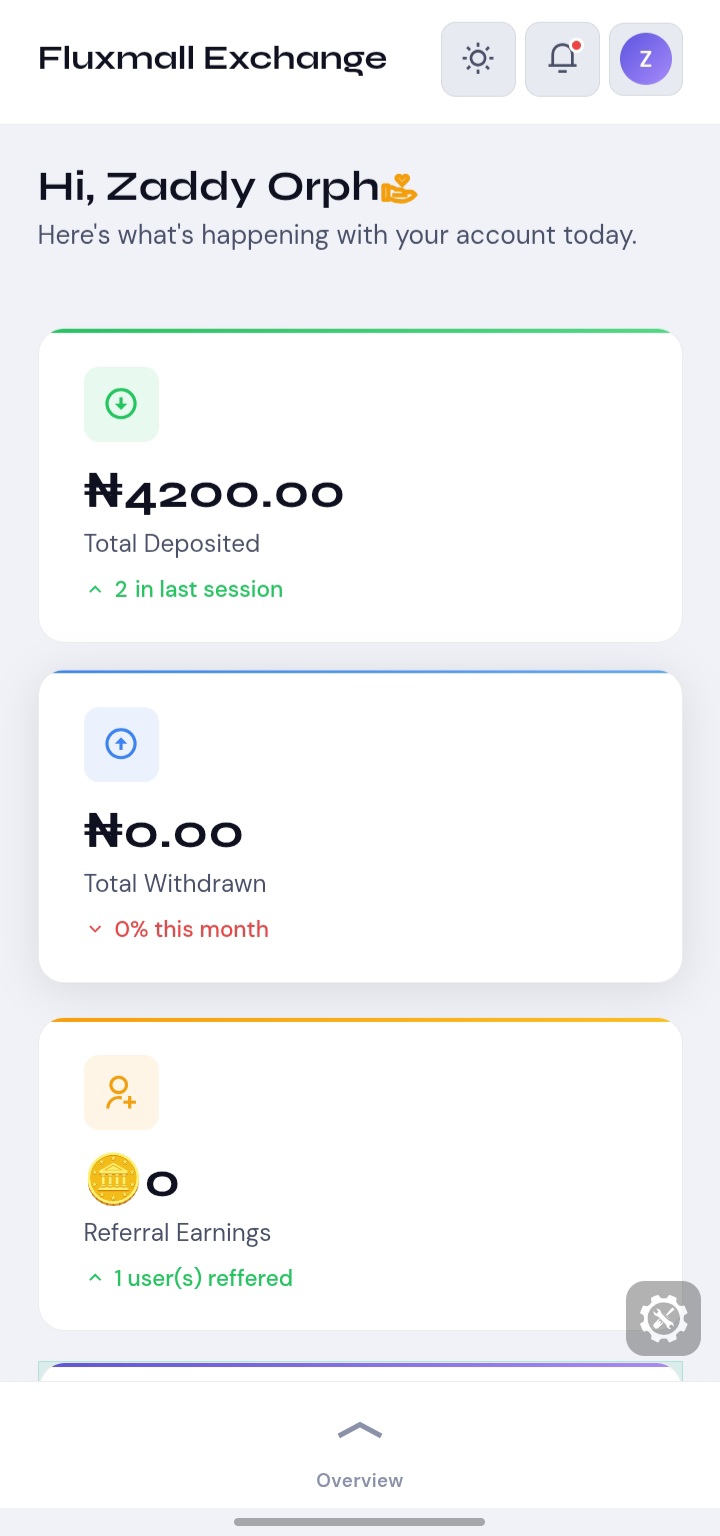 Fluxmall Exchange Dashboard